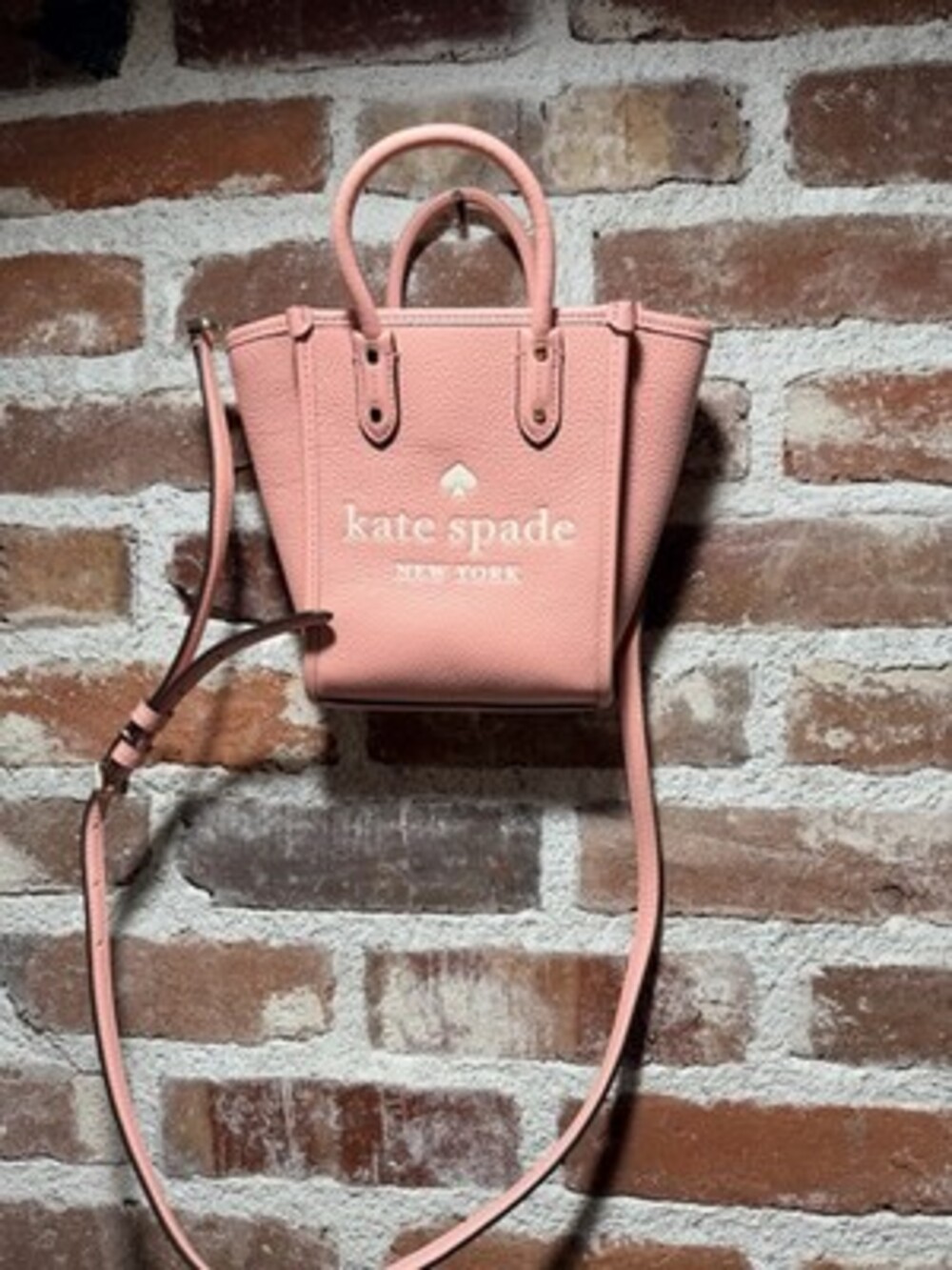 Kate Spade New York Mini Ella Tote Pink Pebbled Leather Crossbody Bag Small